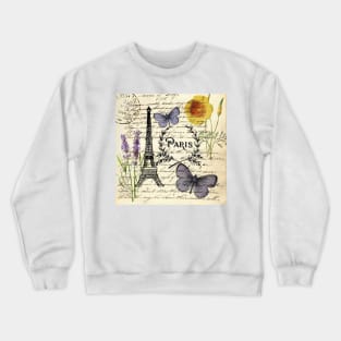 Shabby chic botanical butterfly french provincial scripts paris eiffel tower Crewneck Sweatshirt